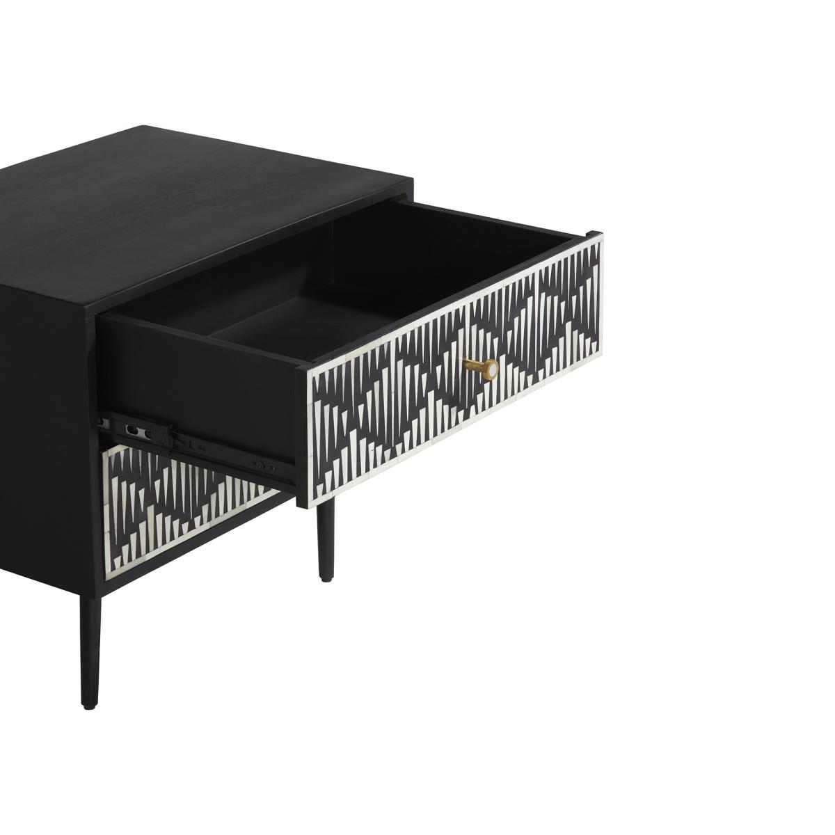 Vivian 2 Drawer Bedside Table, Black | Barker & Stonehouse – image 4