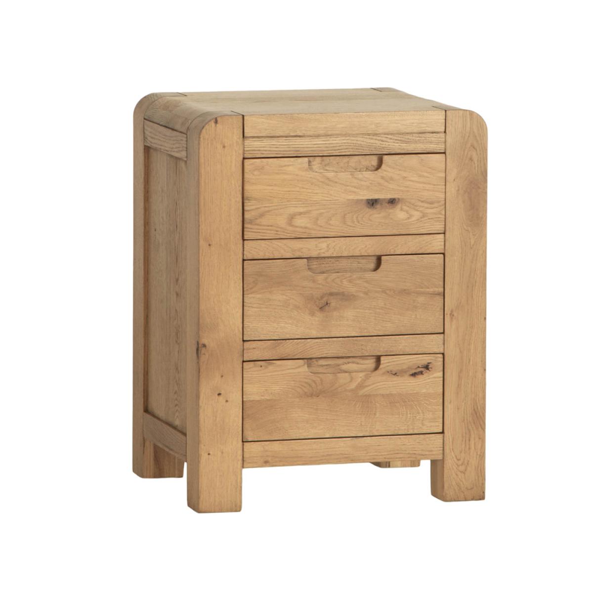 Oslo Chunky Oak 3 Drawer Bedside Table – image 2
