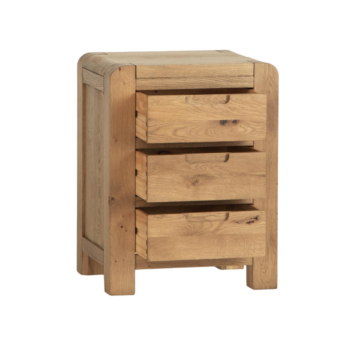 Oslo Chunky Oak 3 Drawer Bedside Table – image 3