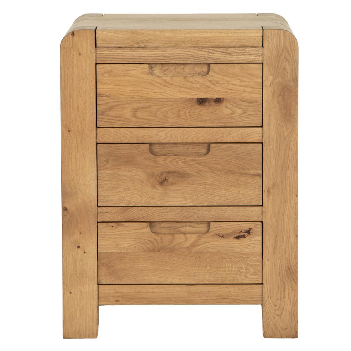 Oslo Chunky Oak 3 Drawer Bedside Table – image 9