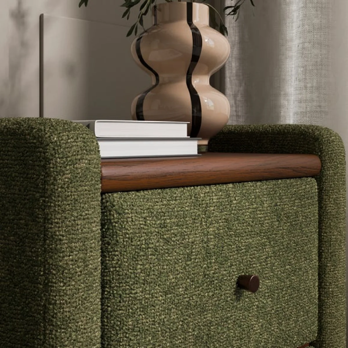 Squidge 2 Drawer Boucle Bedside Table – image 4