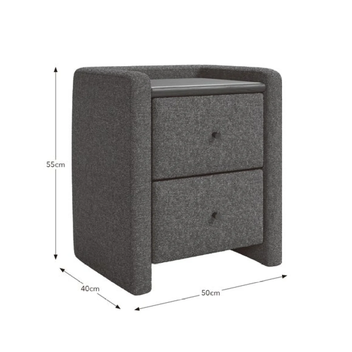 Squidge 2 Drawer Boucle Bedside Table – image 9
