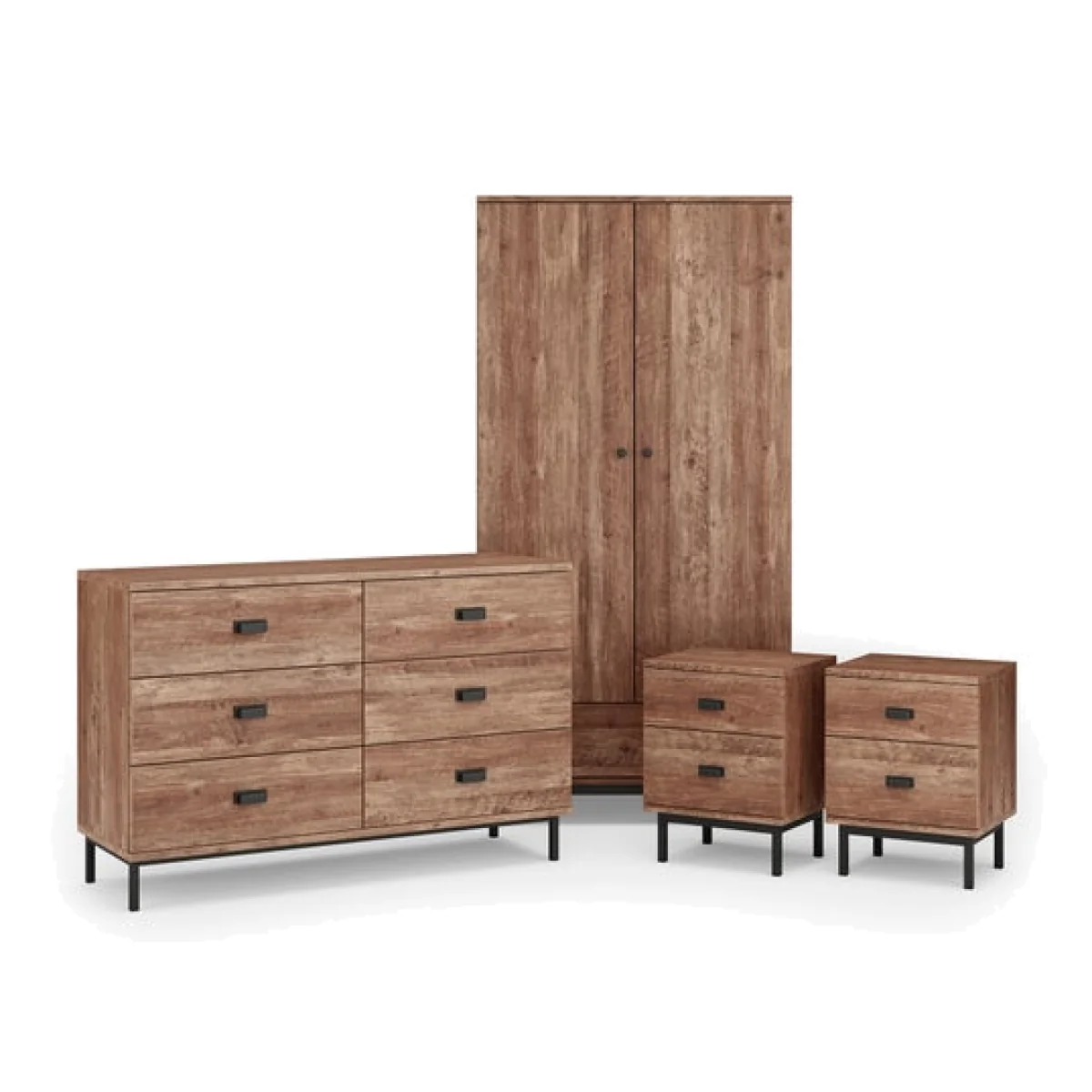 Fulton 2 Drawer Bedside Tables & 6 Drawer Chest & 2 Door Wardrobe Bundle – image 1