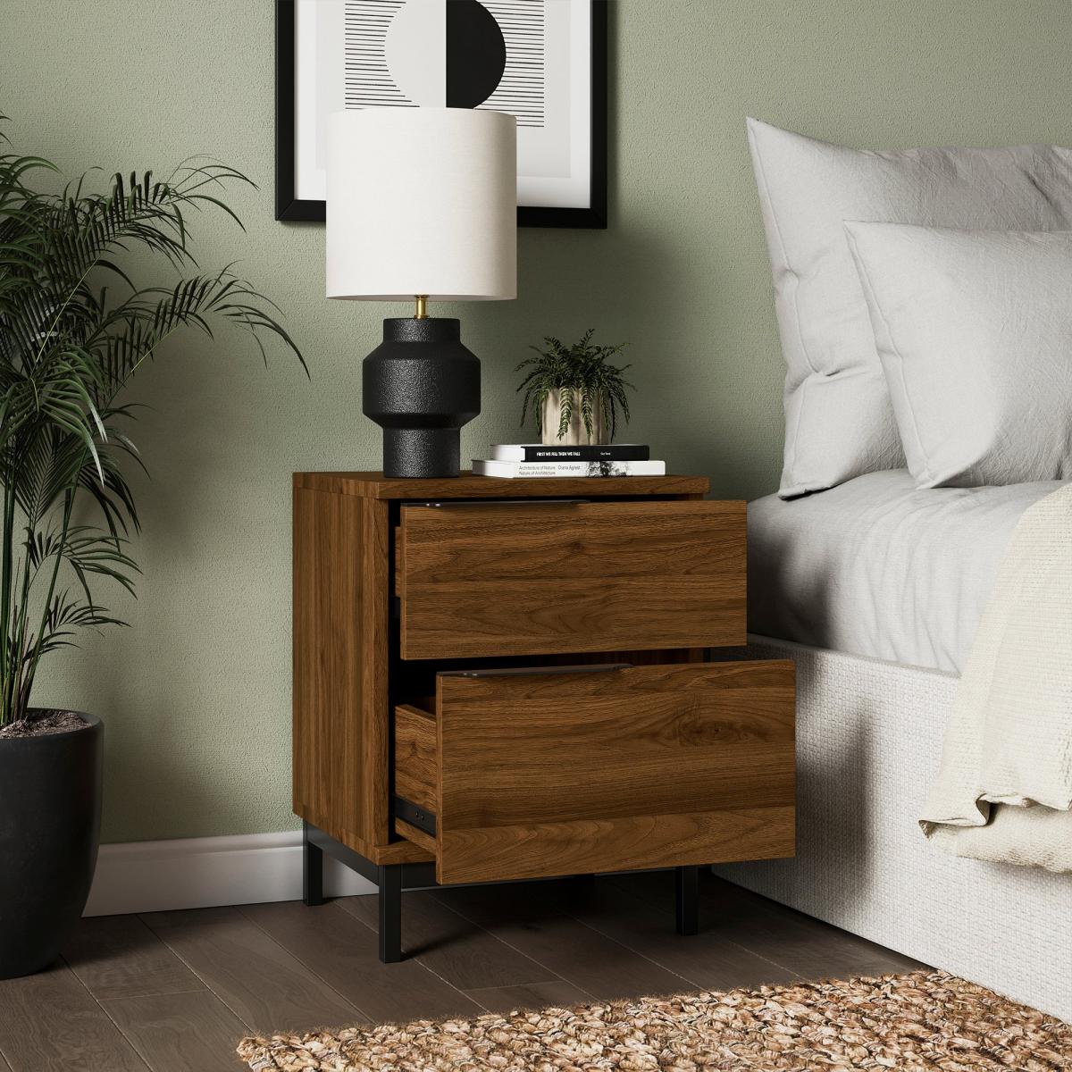 Reynolds 2 Drawer Bedside Table Black – image 2