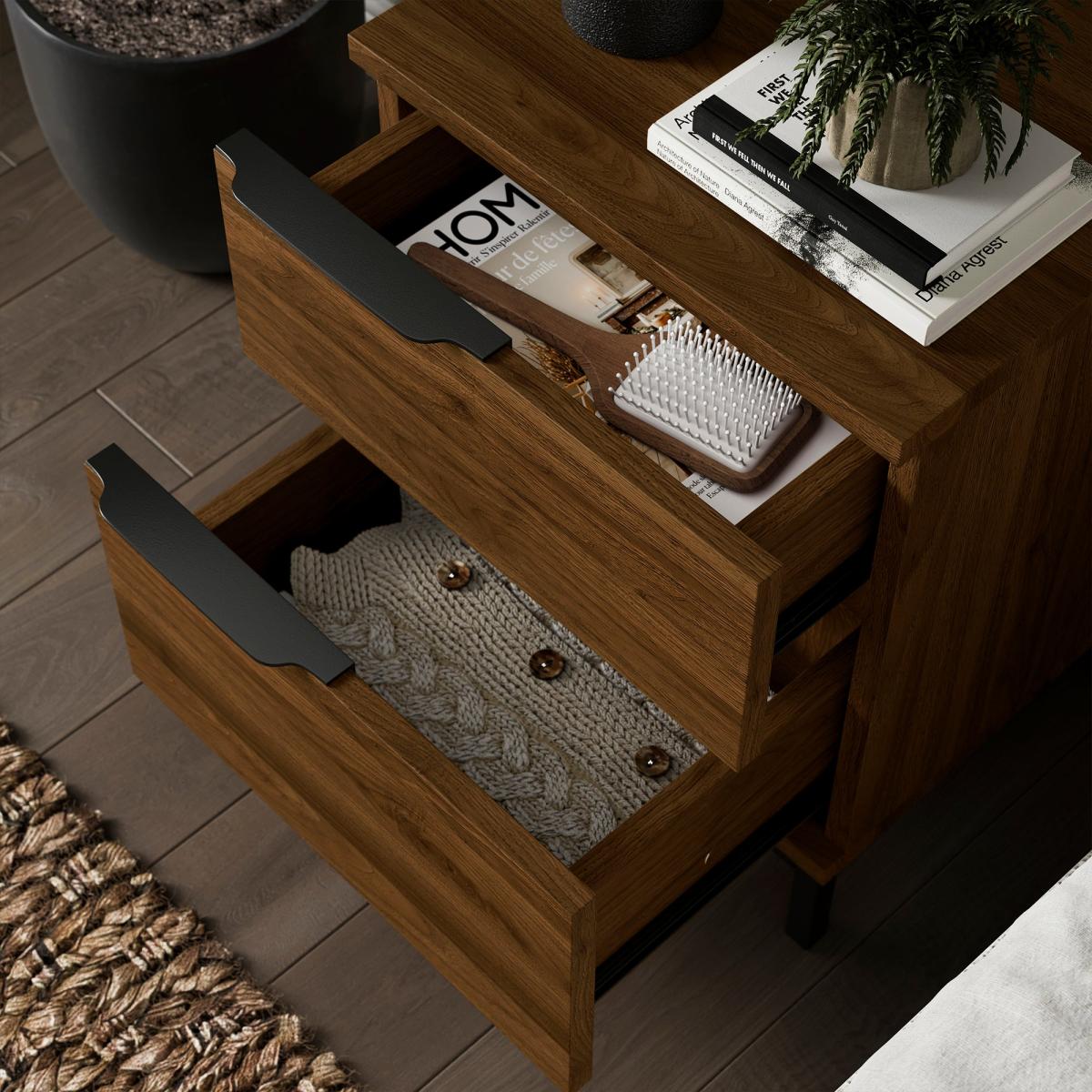 Reynolds 2 Drawer Bedside Table Black – image 3