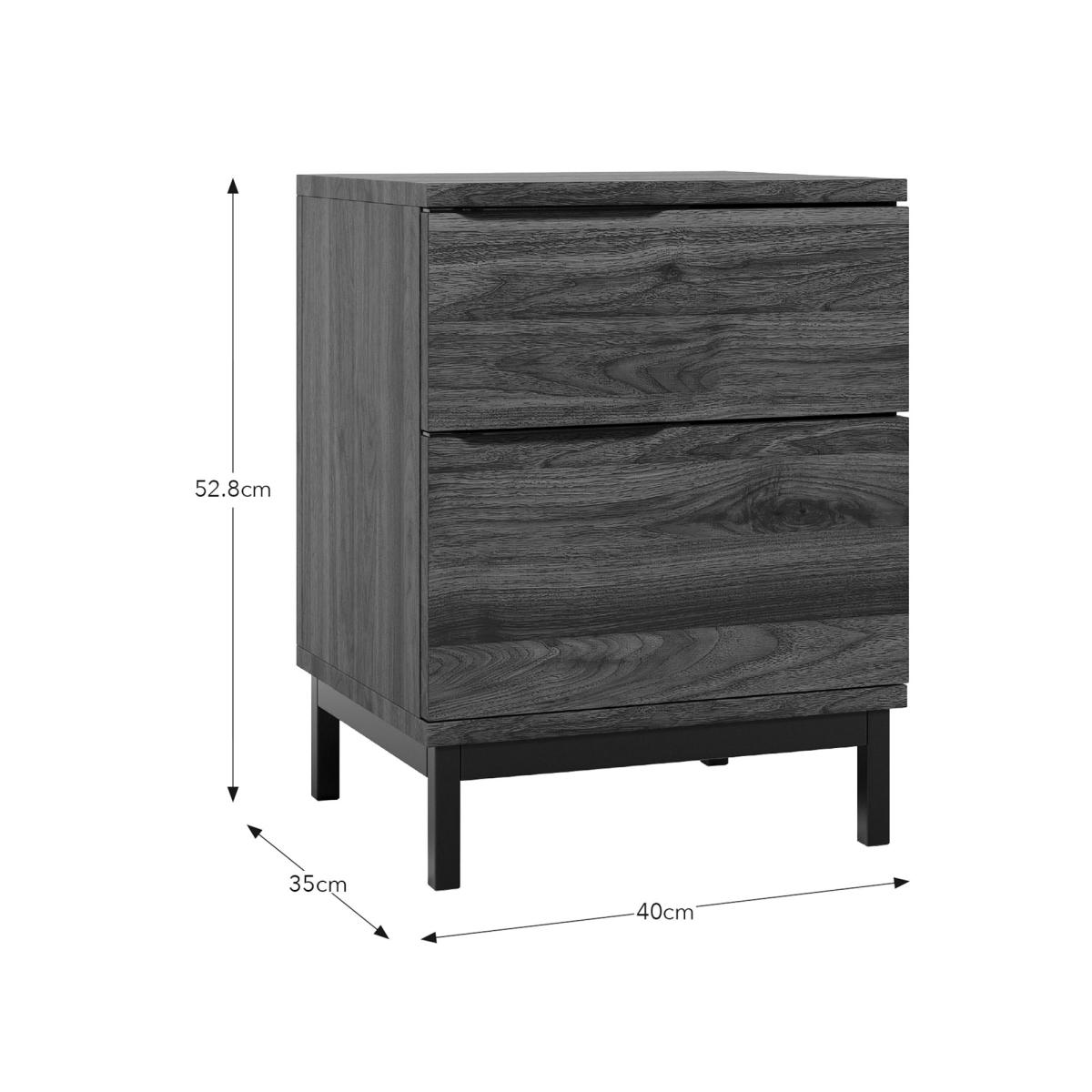 Reynolds 2 Drawer Bedside Table Black – image 8