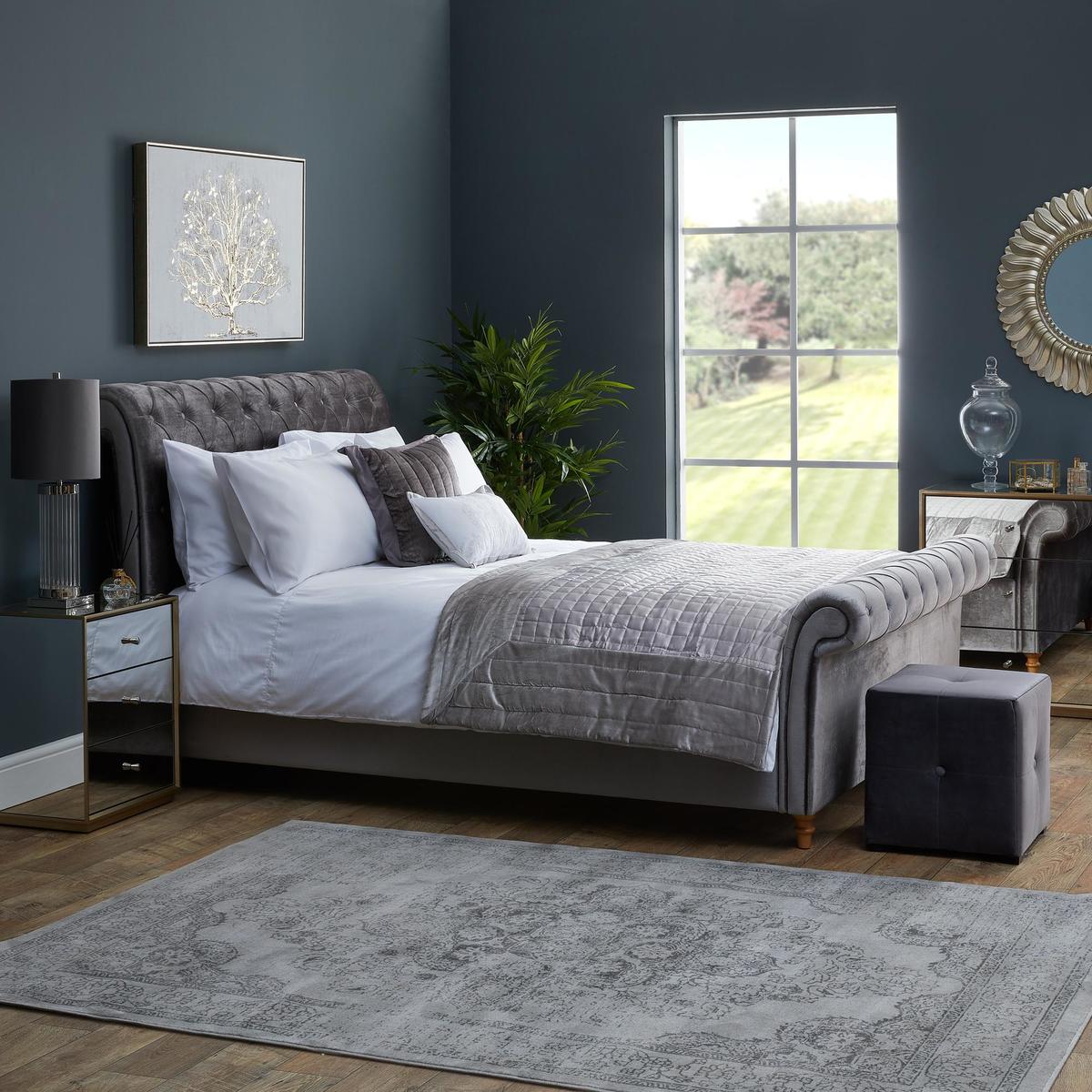 Harriet Mirrored Bedside Table Silver – image 3