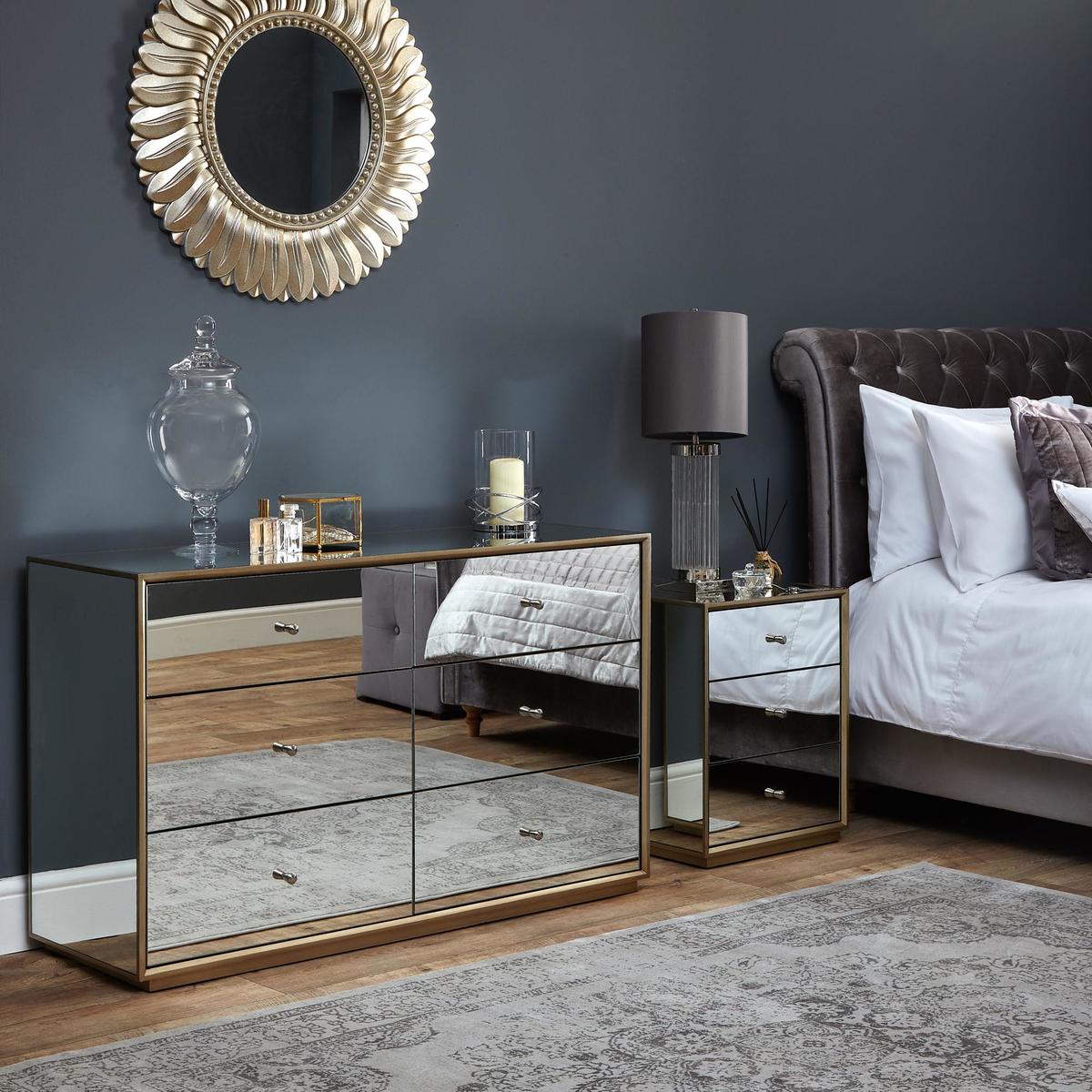 Harriet Mirrored Bedside Table Silver – image 4