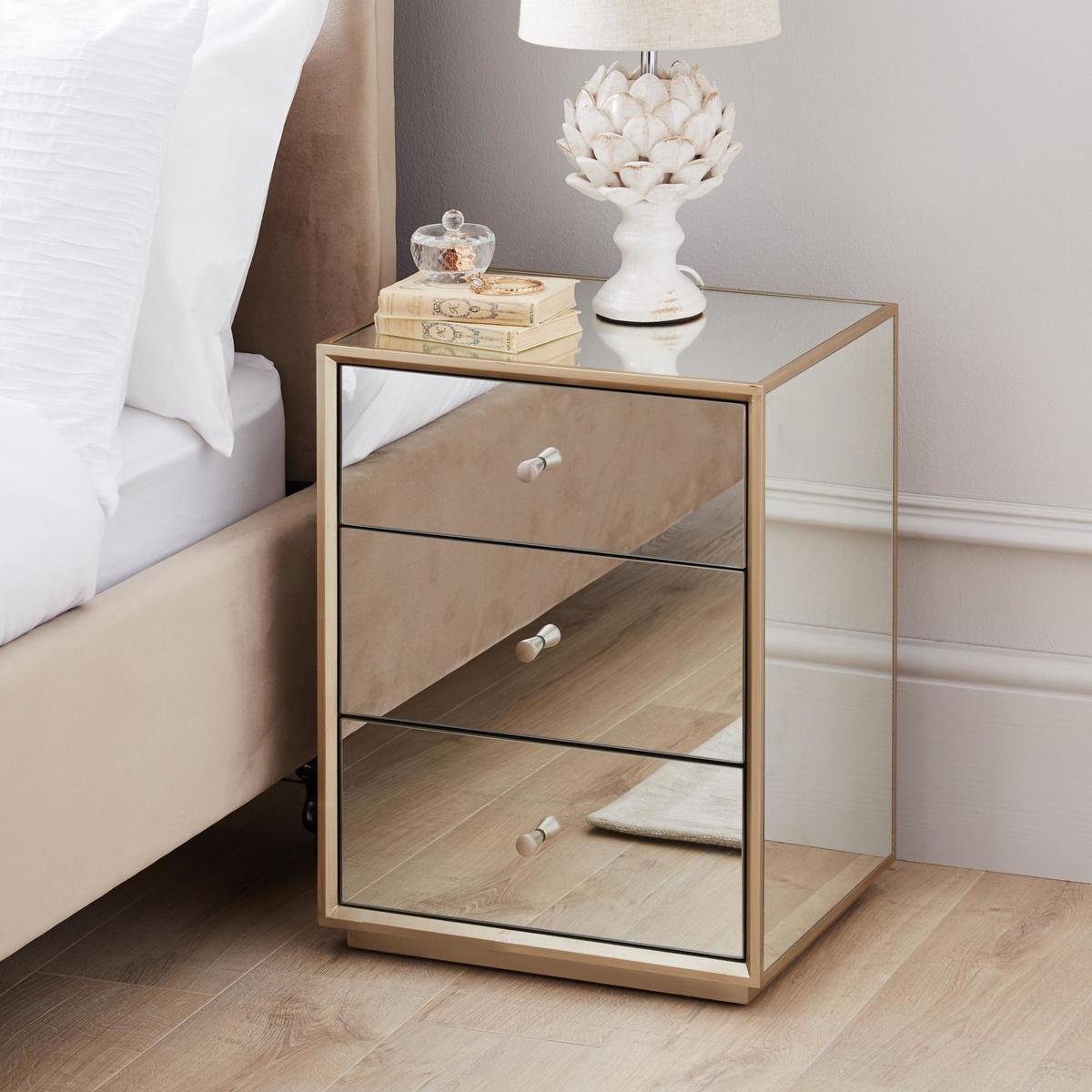 Harriet Mirrored Bedside Table Silver – image 8