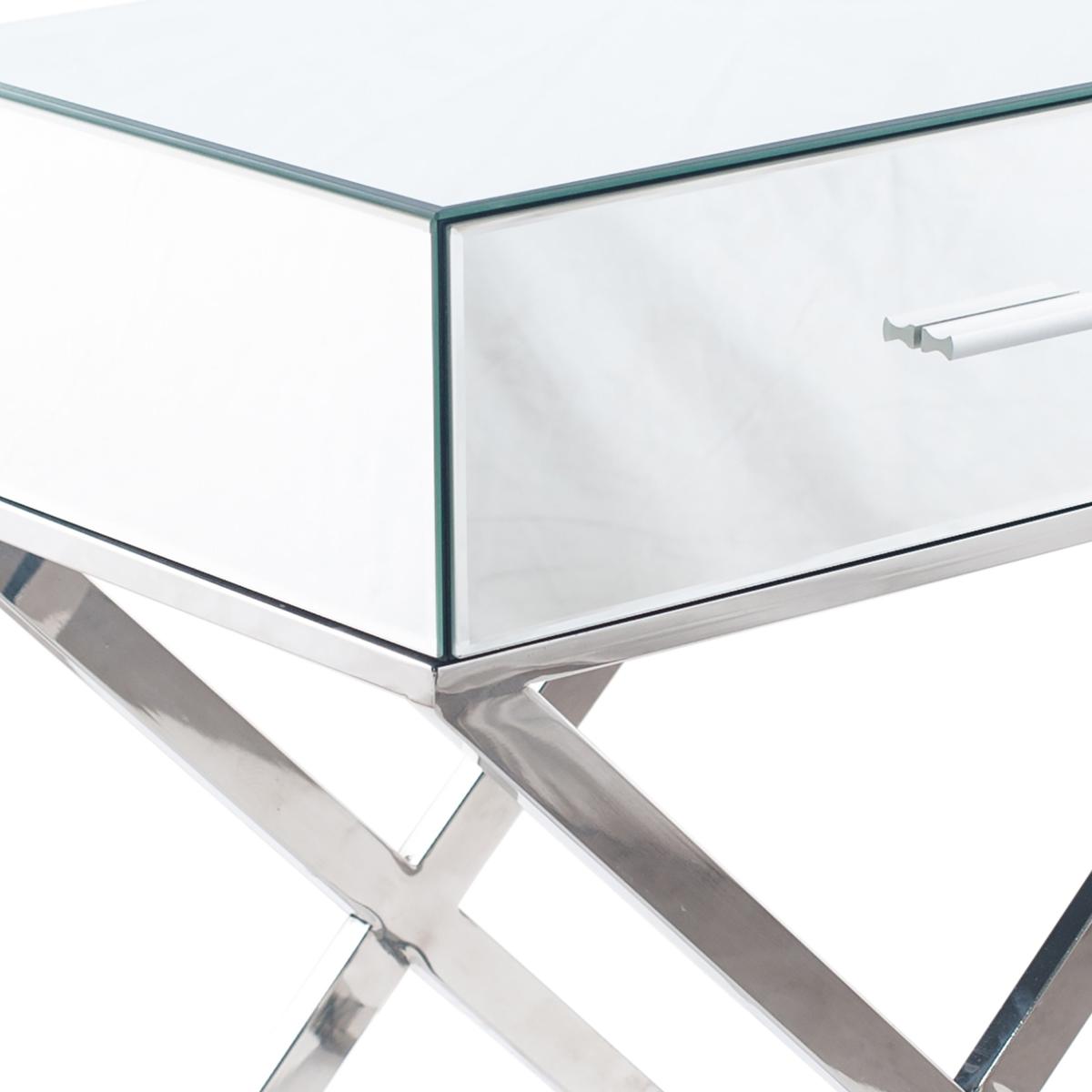 Pacific Rocco 1 Drawer Bedside Table, Mirrored Silver – image 4
