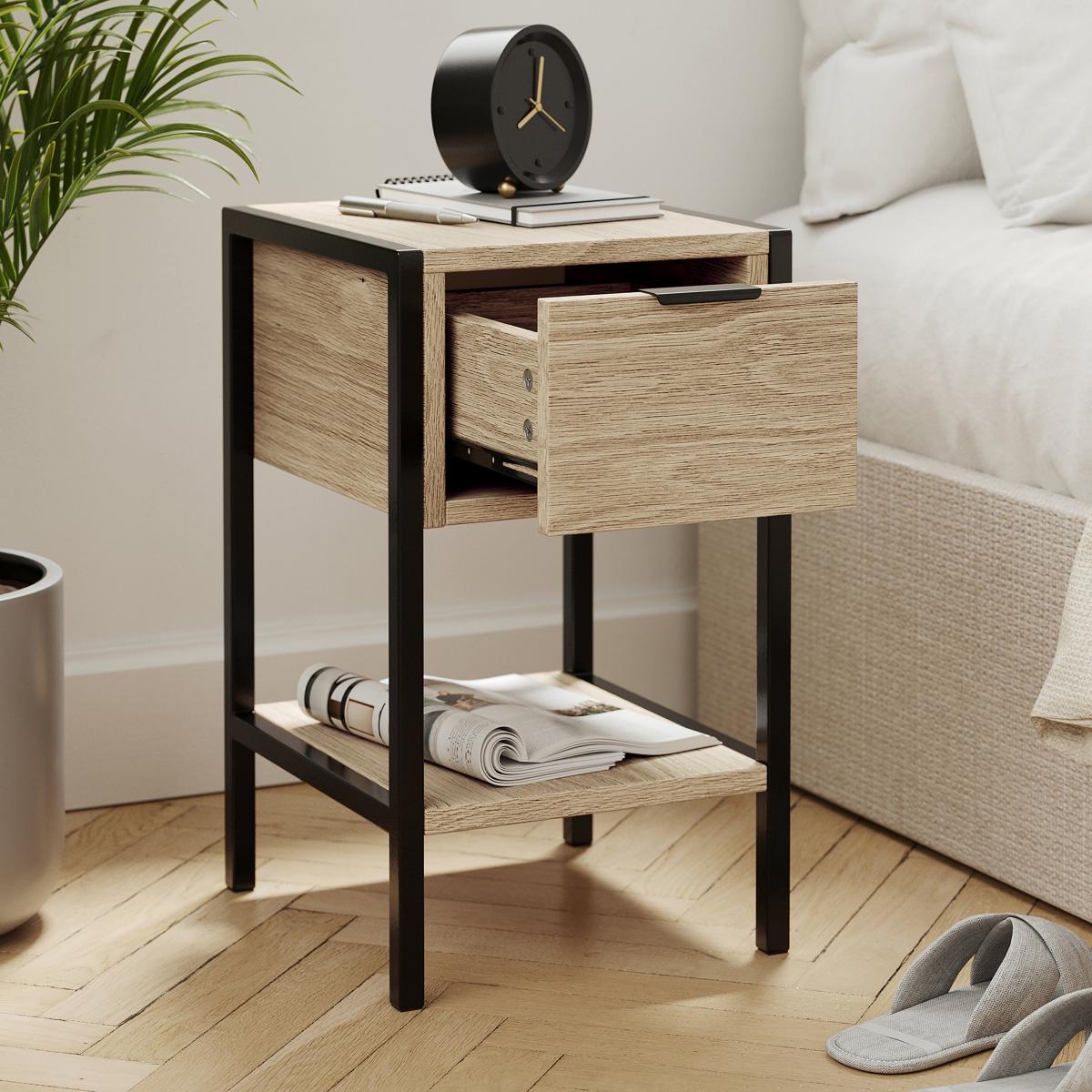 Cleo 1 Drawer Bedside Oak Effect Oak – image 3