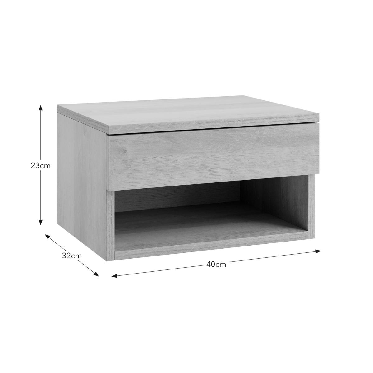 Henny 1 Drawer Floating Bedside Table, Light Oak Effect – image 6