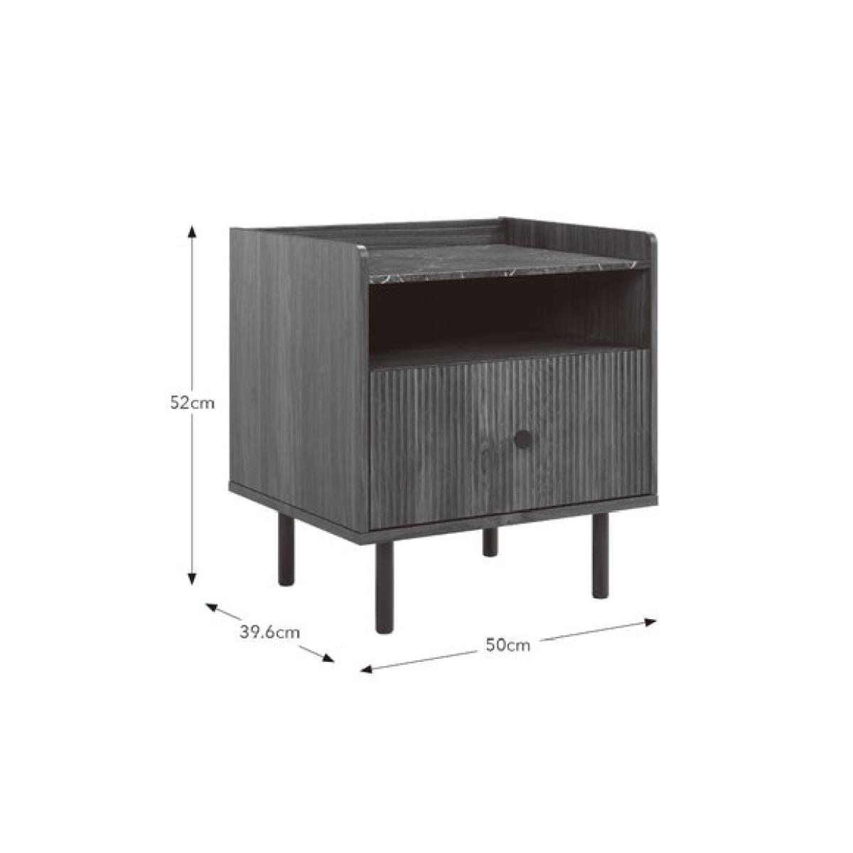 Georgi Walnut & Marble Effect 1 Drawer Bedside Table – image 5