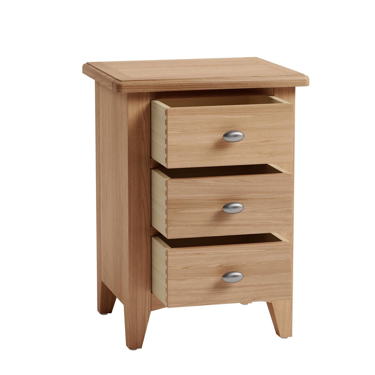 Lyla 3 Drawer Bedside Table Light Oak – image 3