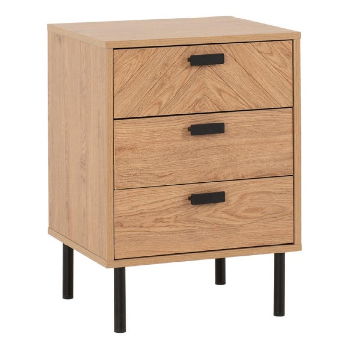 Return - Barker 3 Drawer Bedside Table, Oak Effect – image 2