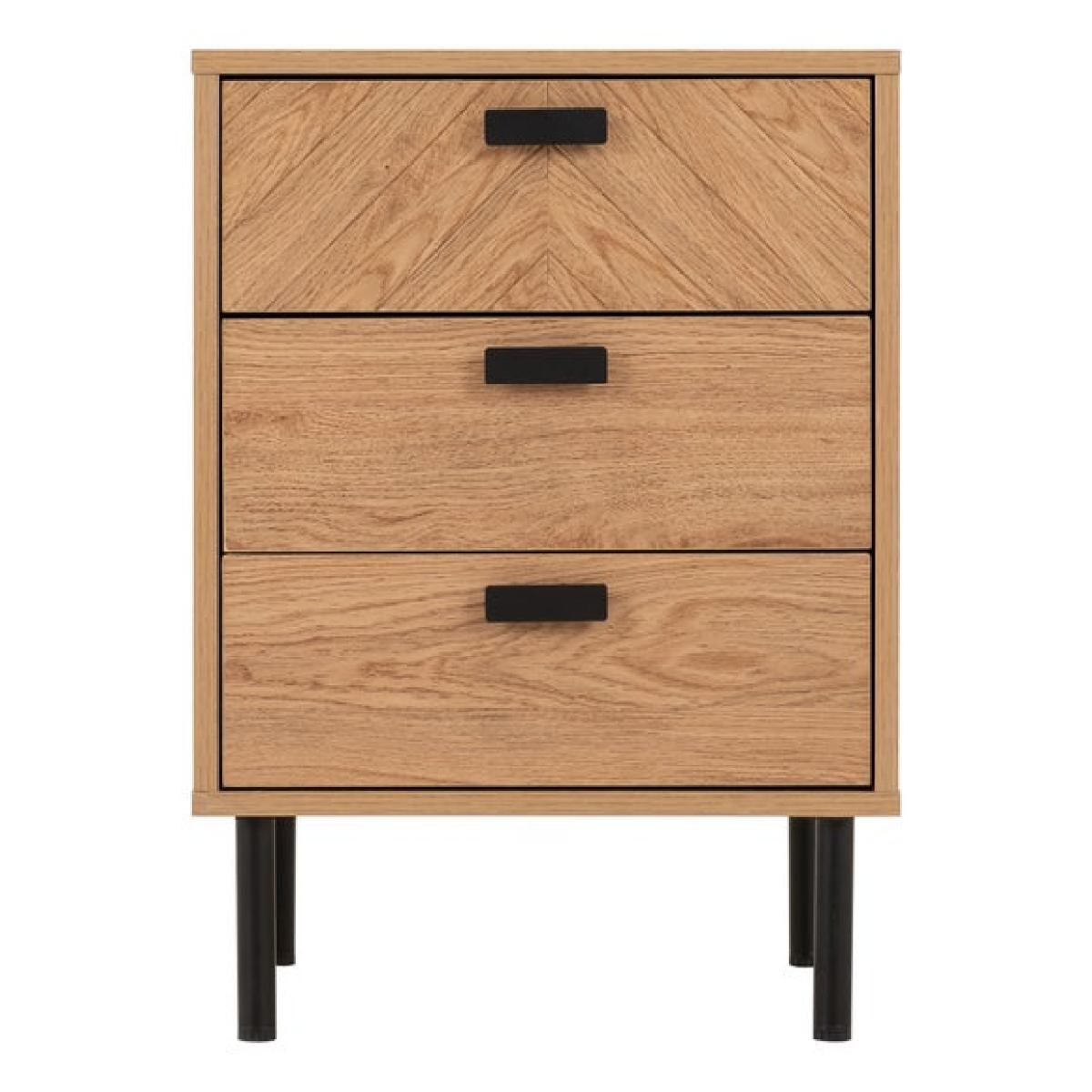 Return - Barker 3 Drawer Bedside Table, Oak Effect – image 3