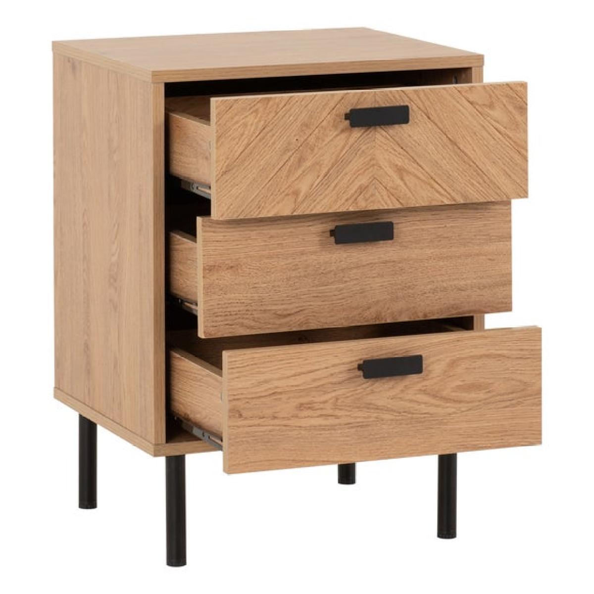 Return - Barker 3 Drawer Bedside Table, Oak Effect – image 4