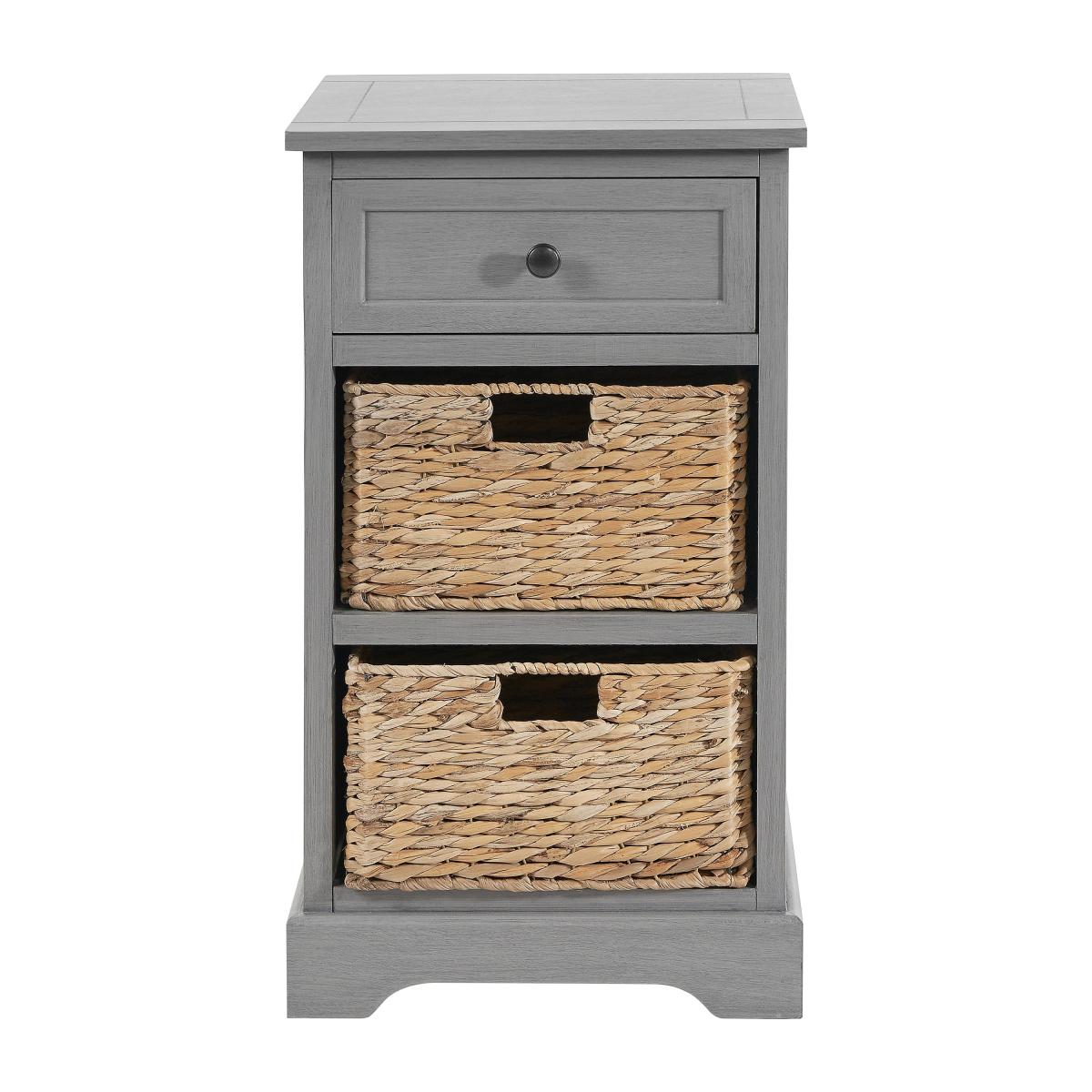 Pacific Devonshire 3 Drawer Slim Bedside Table, Grey Painted Pine Grey – image 2