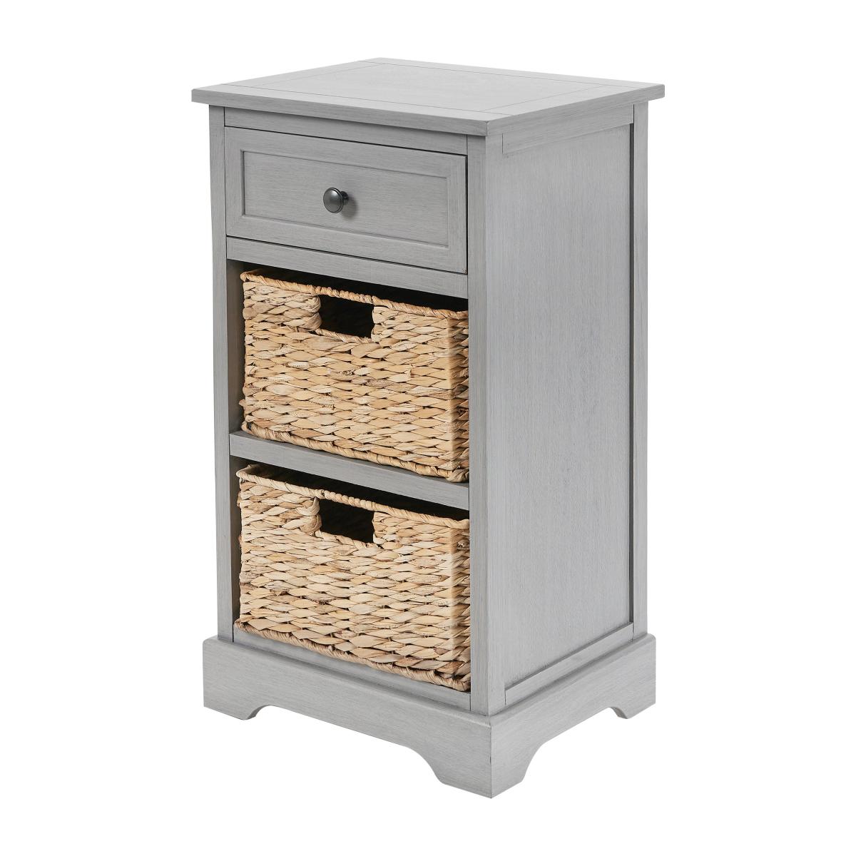 Pacific Devonshire 3 Drawer Slim Bedside Table, Grey Painted Pine Grey – image 3