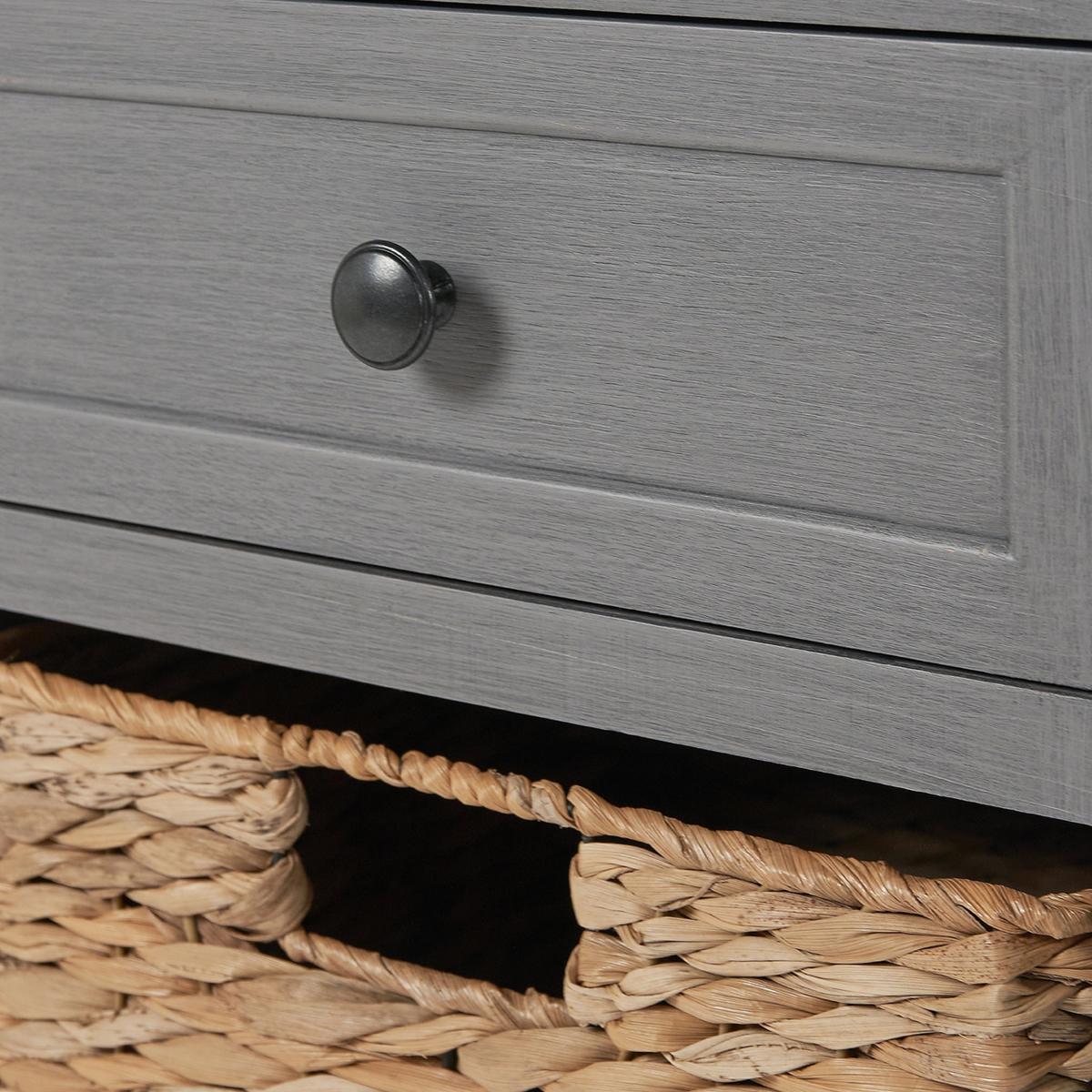 Pacific Devonshire 3 Drawer Slim Bedside Table, Grey Painted Pine Grey – image 4