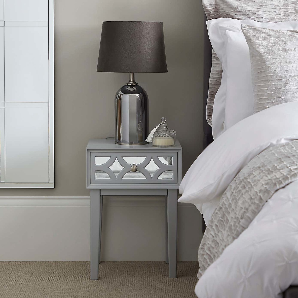 Delphi 1 Drawer Bedside Table Grey – image 3
