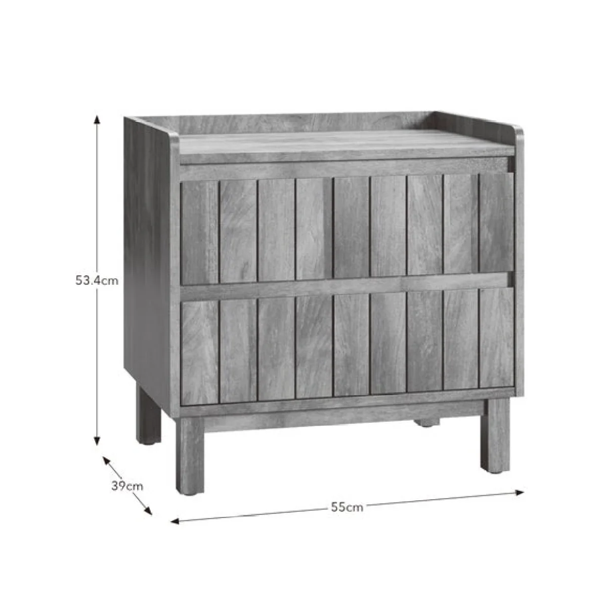 Humphrey 2 Drawer Bedside, Mango Wood Effect – image 8