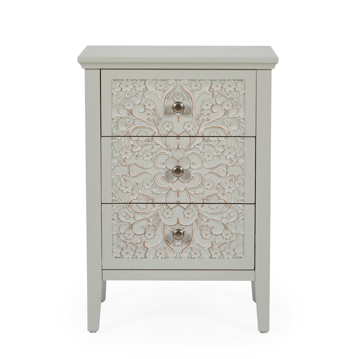 Josie Floral 3 Drawer Bedside Grey – image 2