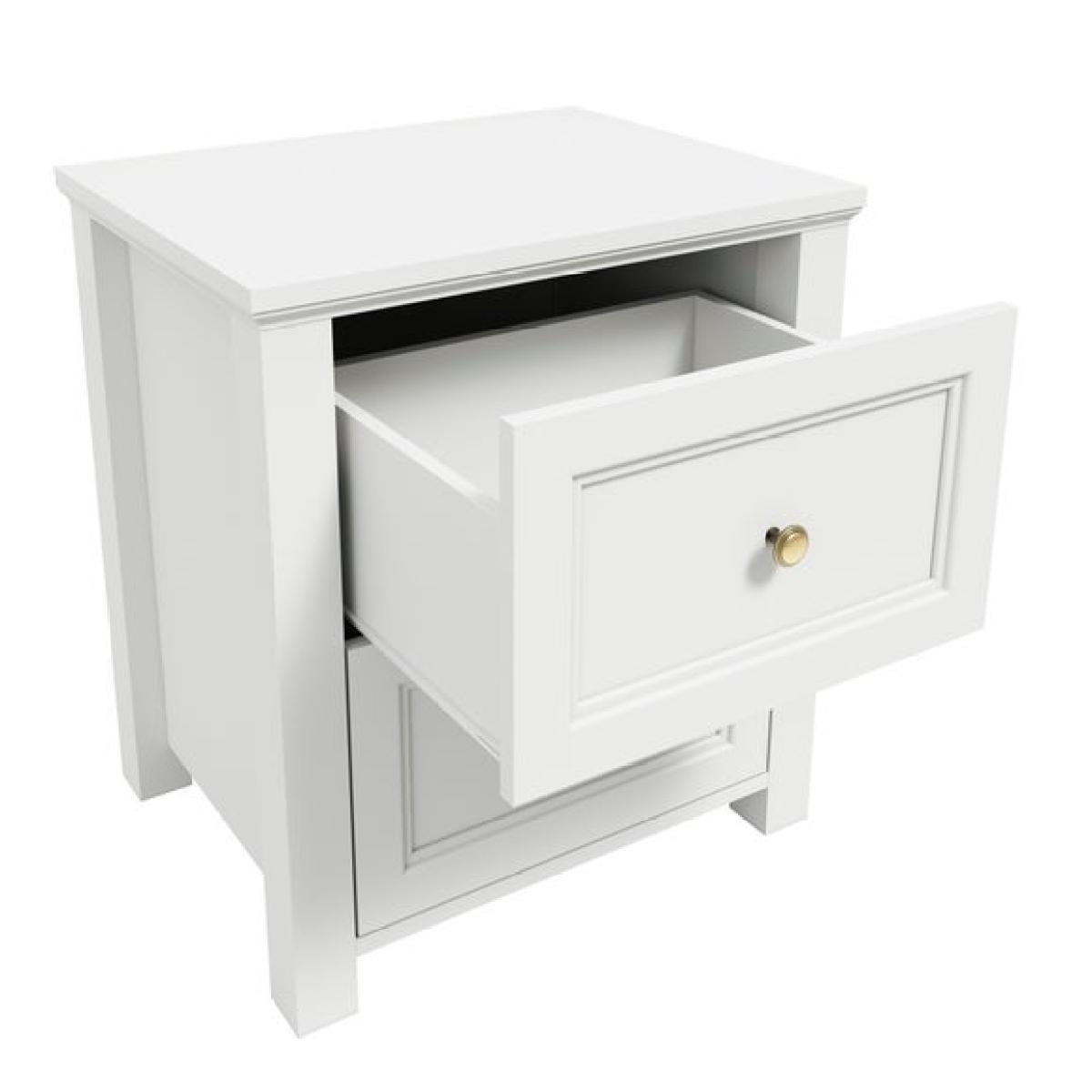 Ives 2 Drawer Bedside Cabinet, White – image 5