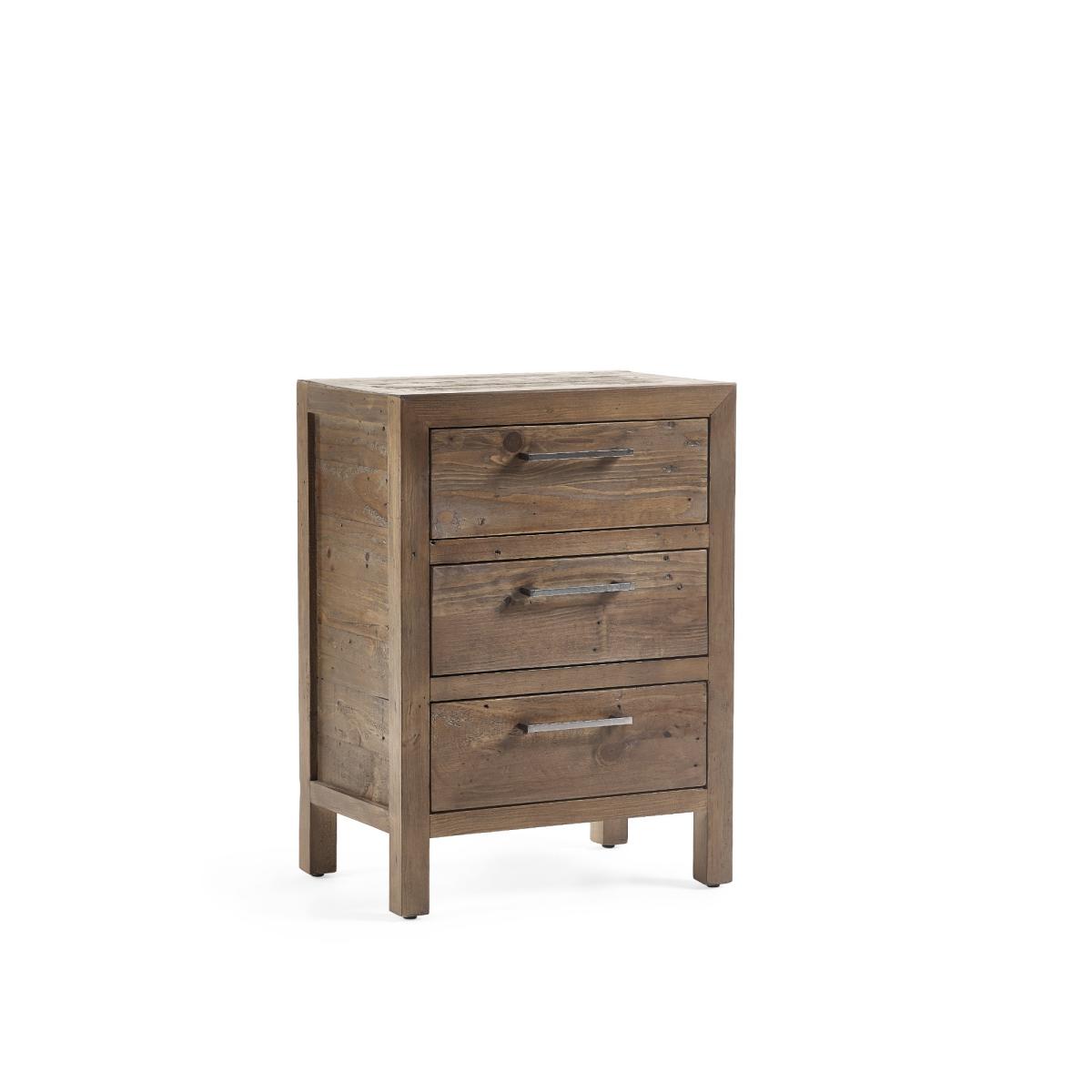 Homer 3 Drawer Bedside Table, Pine Pine – image 2