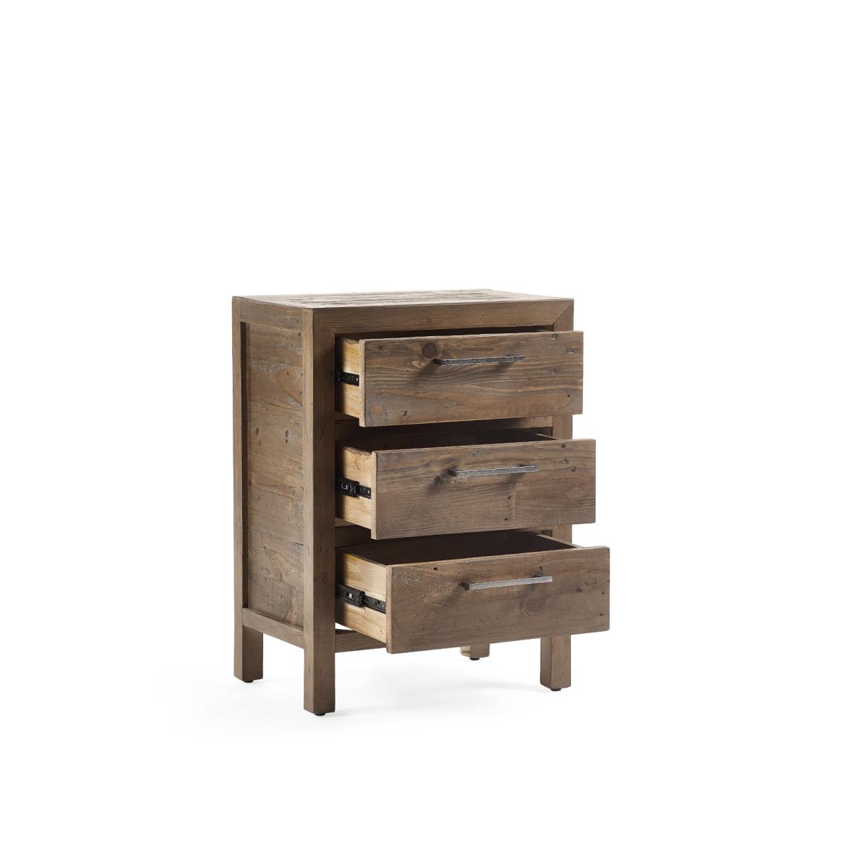 Homer 3 Drawer Bedside Table, Pine Pine – image 3