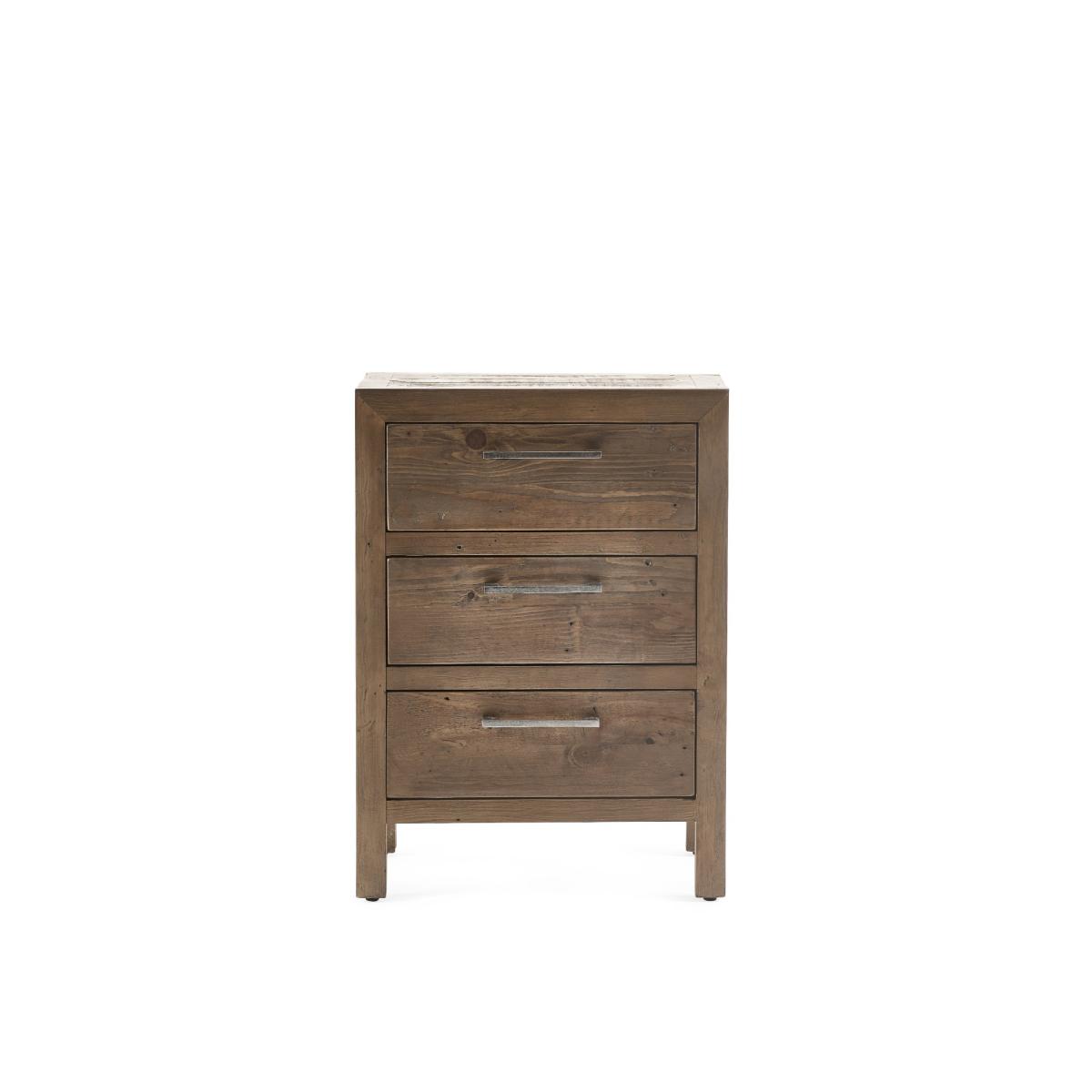 Homer 3 Drawer Bedside Table, Pine Pine – image 4