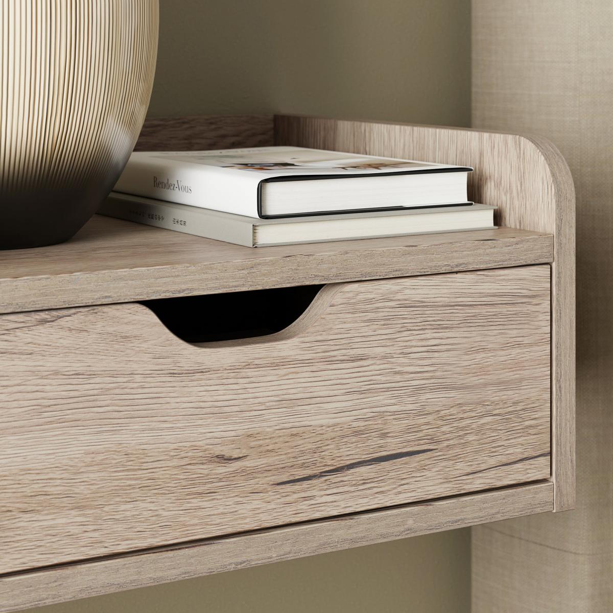 Cilla 1 Drawer Floating Bedside Table, Grey Oak Effect – image 4