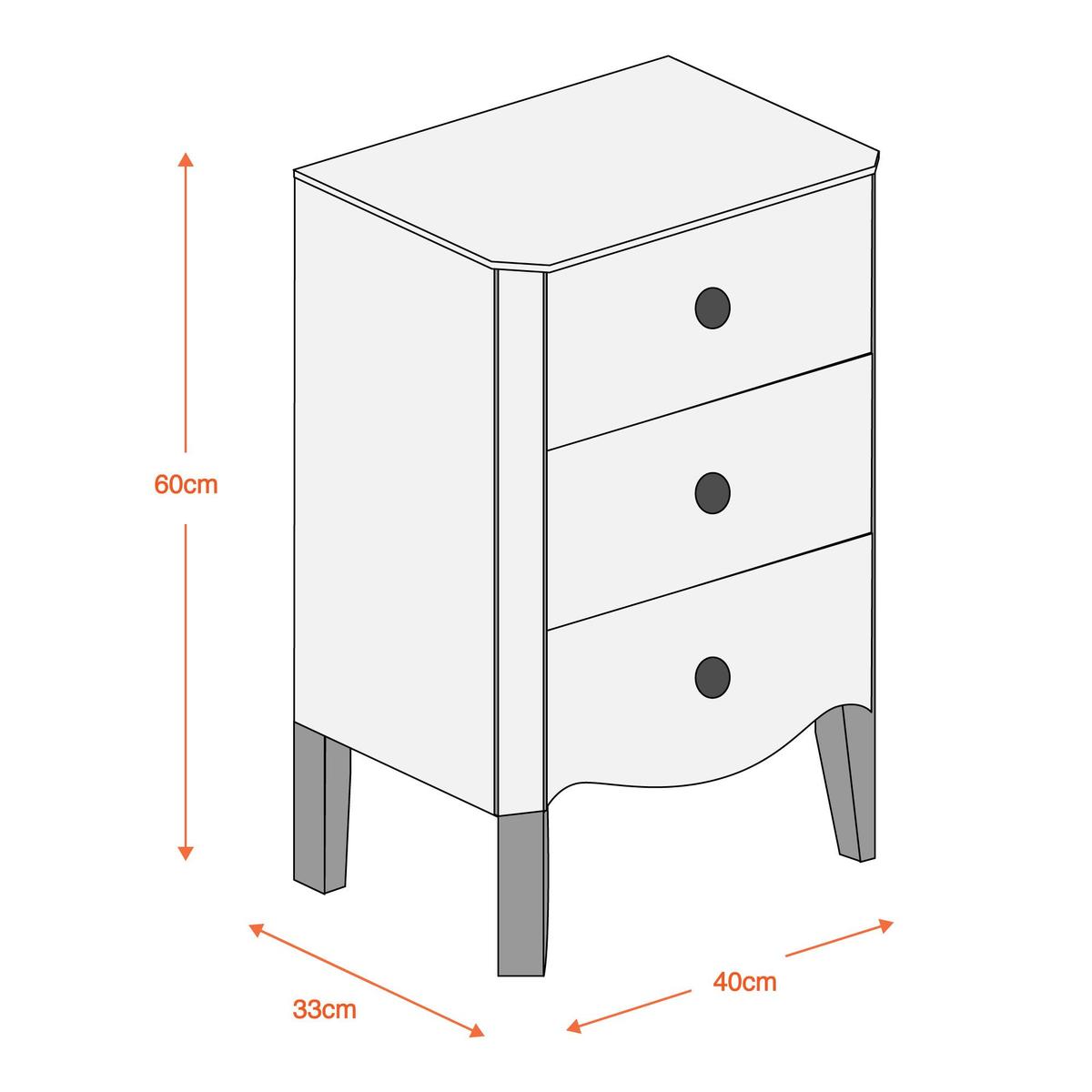 Viola Mirrored 3 Drawer Bedside Table Clear – image 3