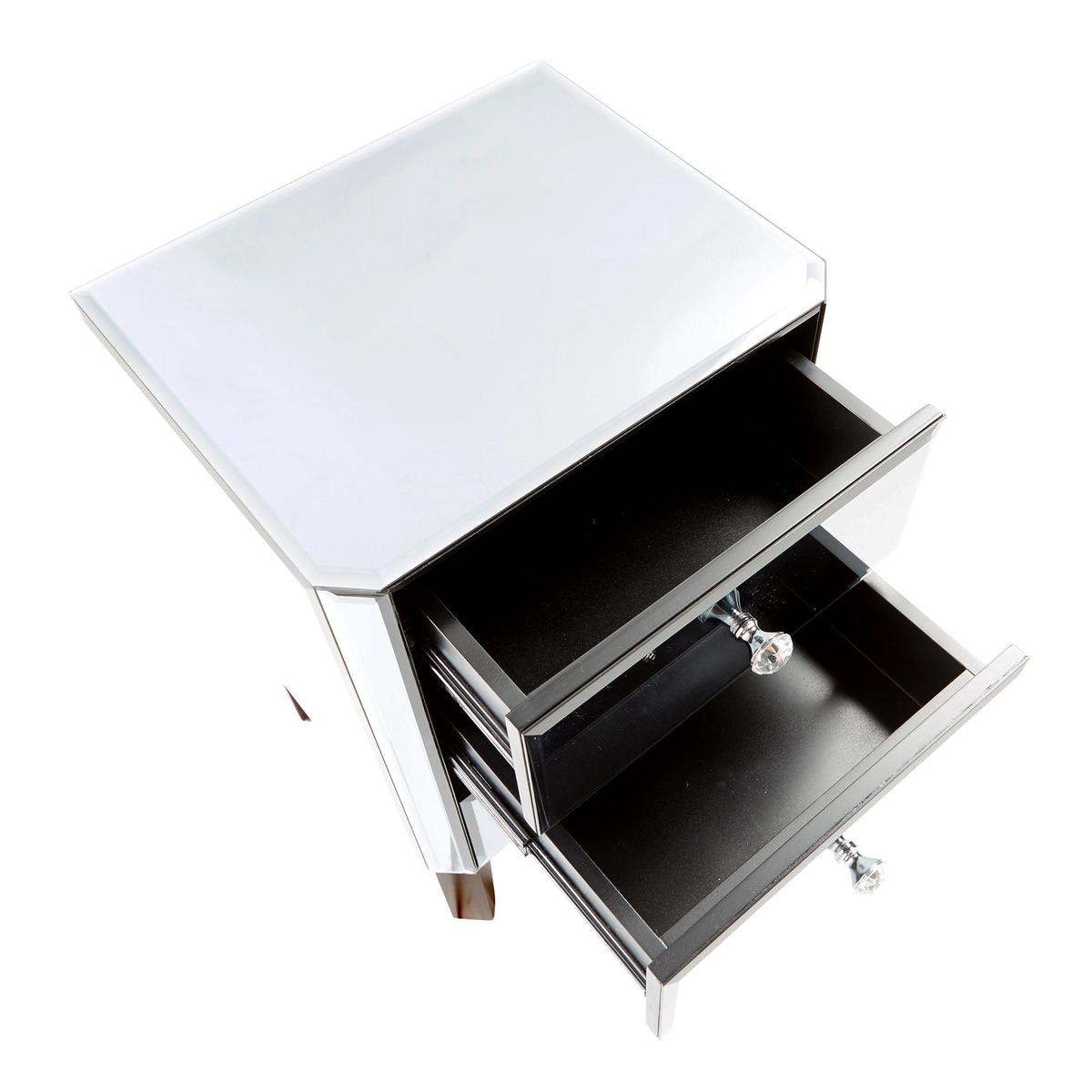 Viola Mirrored 3 Drawer Bedside Table Clear – image 4