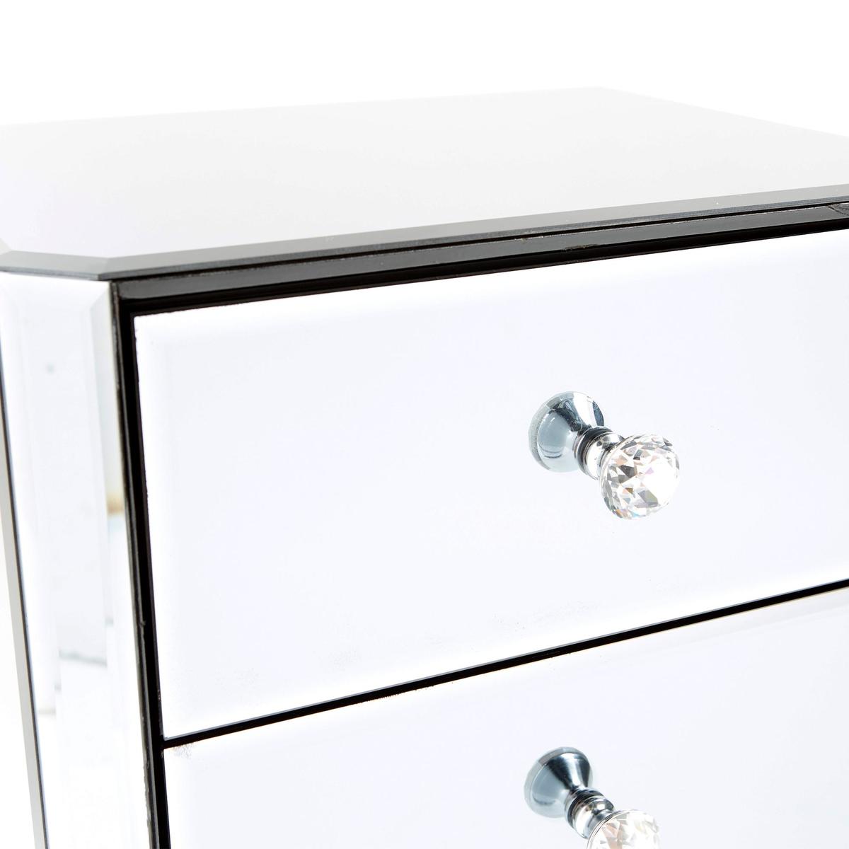 Viola Mirrored 3 Drawer Bedside Table Clear – image 5