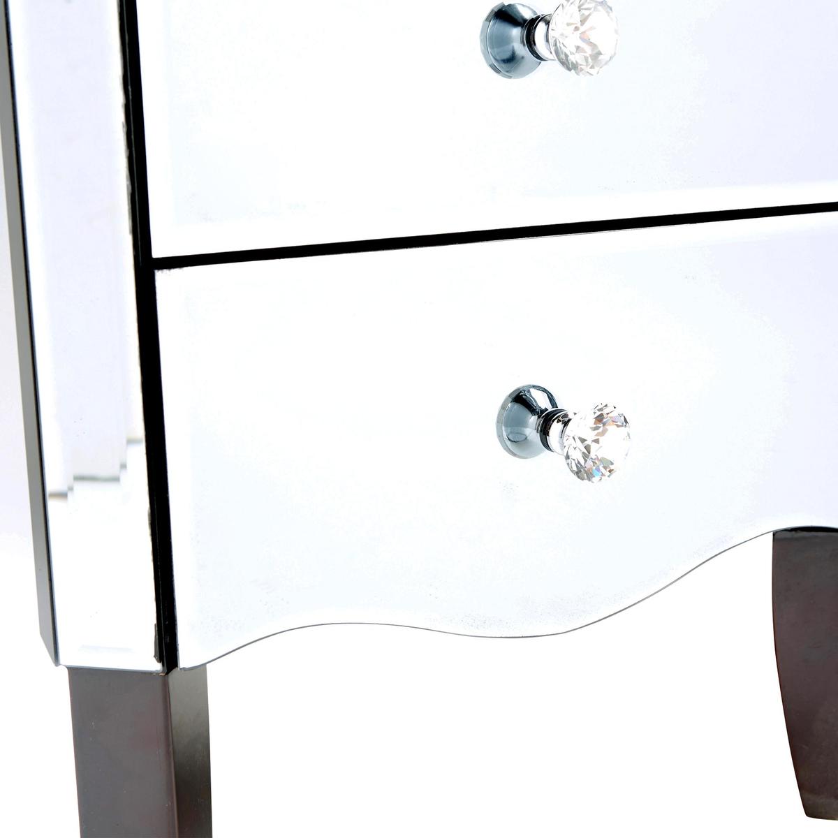 Viola Mirrored 3 Drawer Bedside Table Clear – image 6