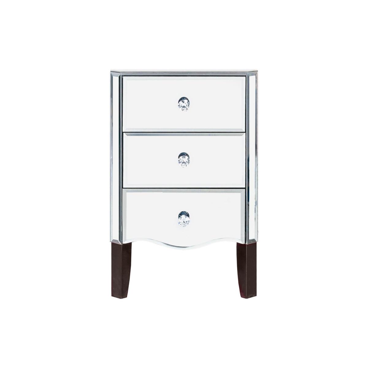 Viola Mirrored 3 Drawer Bedside Table Clear – image 2
