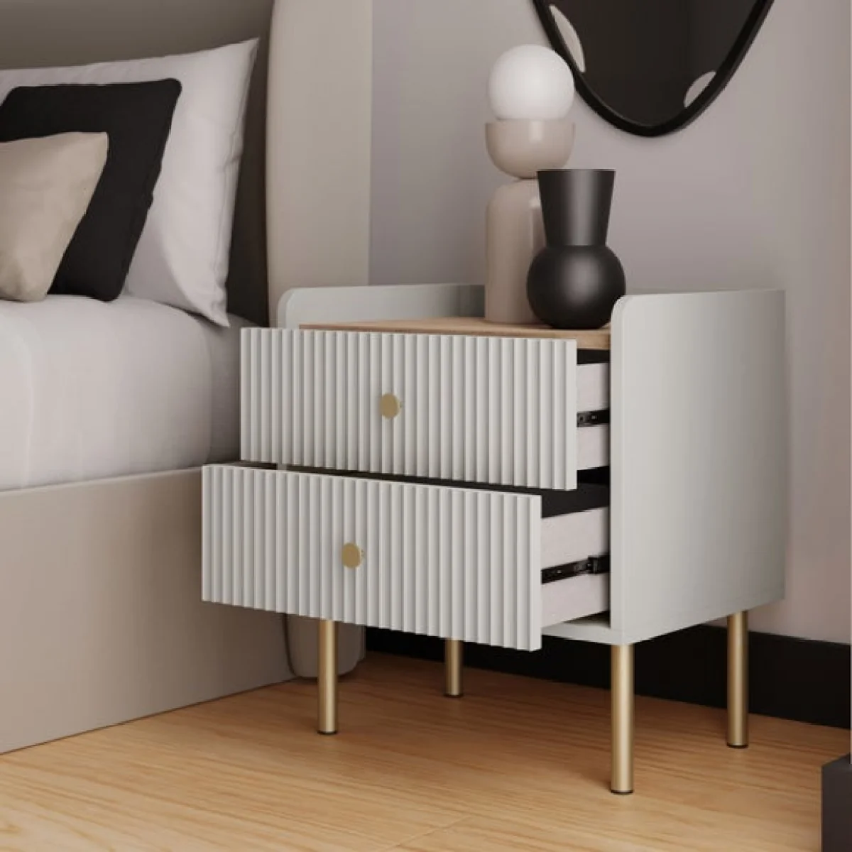 Georgi 2 Drawer Bedside Table – image 2