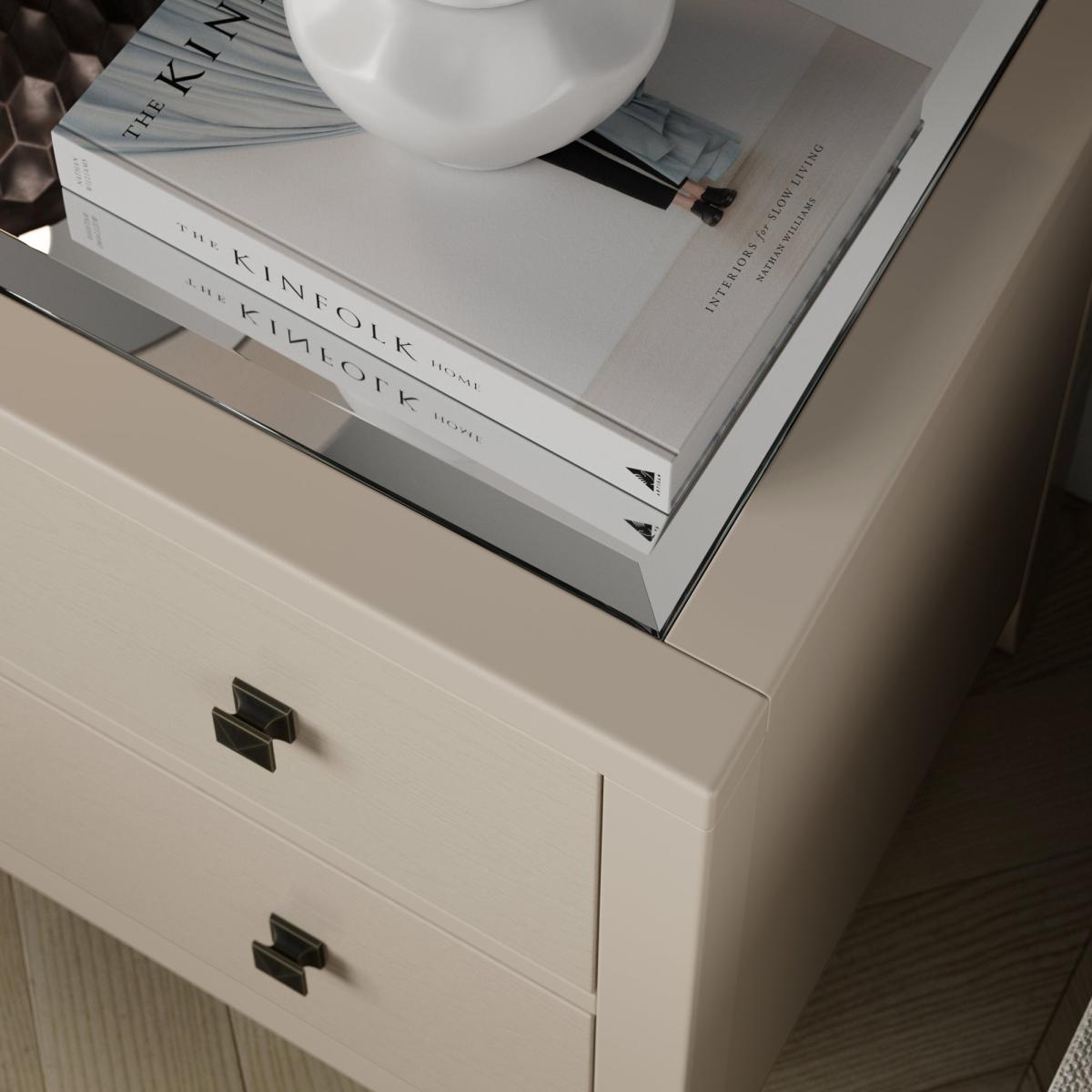 Malone Wide 2 Drawer Bedside Table, Natural Grey – image 4