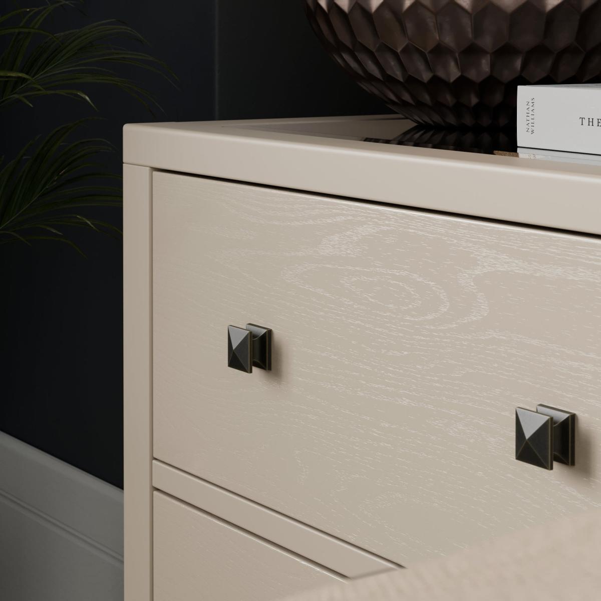 Malone Wide 2 Drawer Bedside Table, Natural Grey – image 5