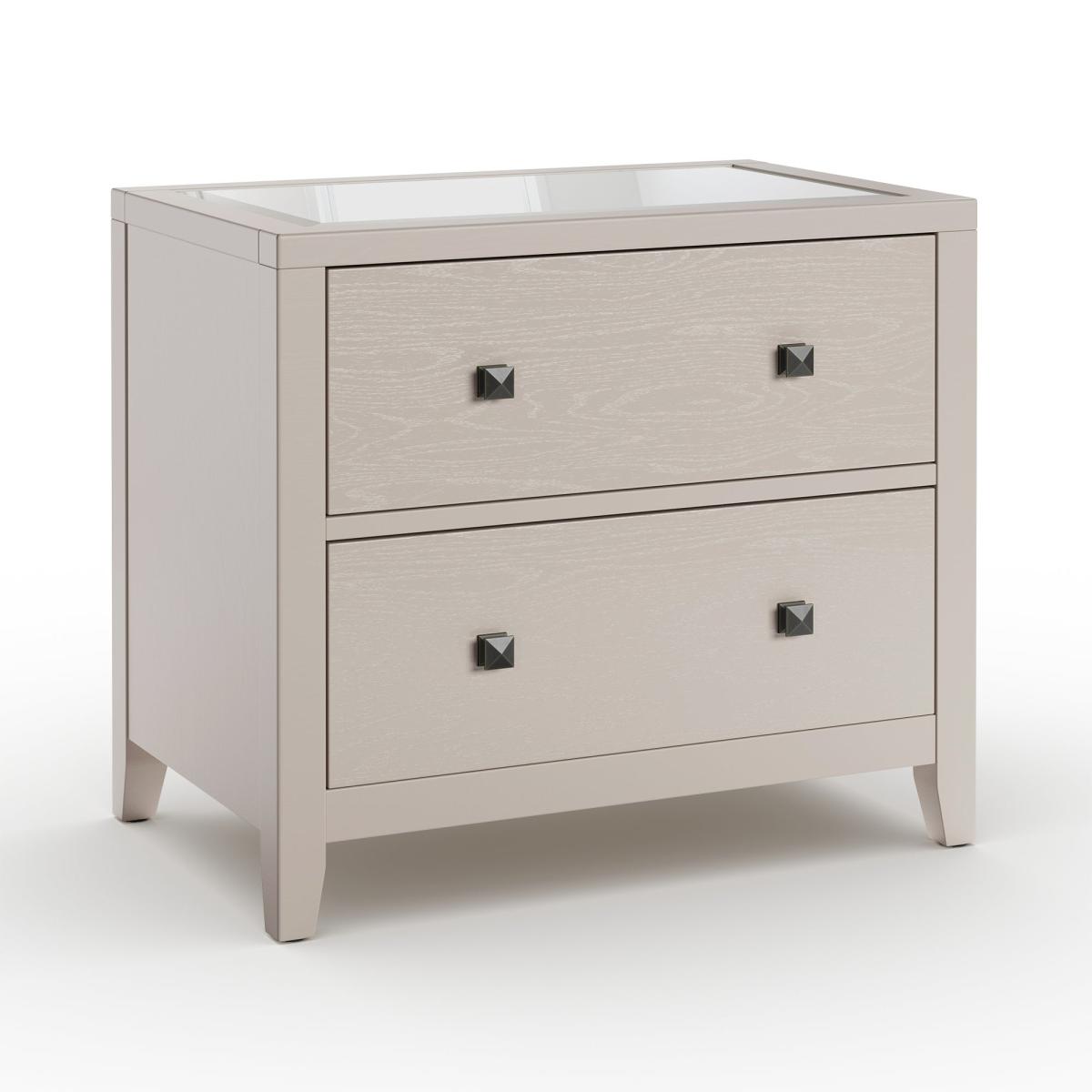 Malone Wide 2 Drawer Bedside Table, Natural Grey – image 7
