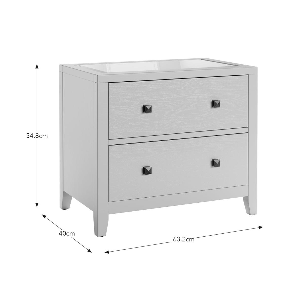 Malone Wide 2 Drawer Bedside Table, Natural Grey – image 8