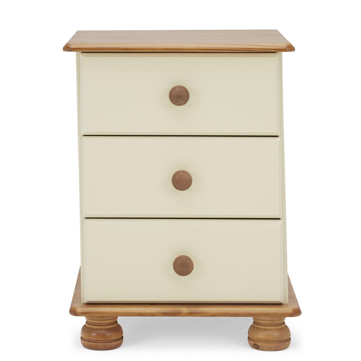 Colburn Cream 3 Drawer Bedside Table Natural/Cream – image 3