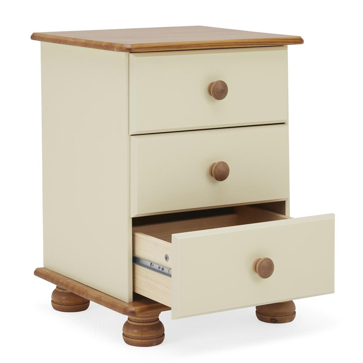 Colburn Cream 3 Drawer Bedside Table Natural/Cream – image 4