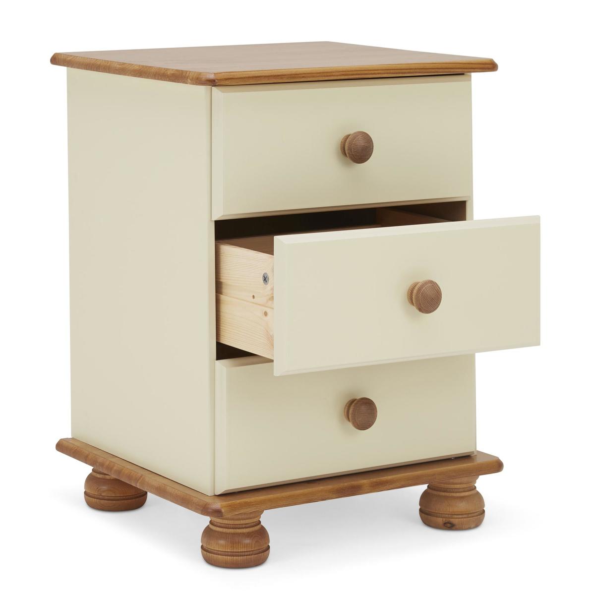 Colburn Cream 3 Drawer Bedside Table Natural/Cream – image 5