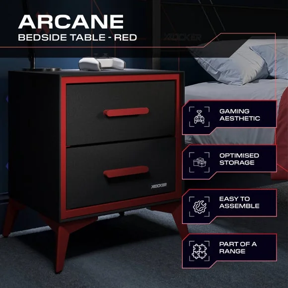 X Rocker Arcane 2 Drawer Bedside Table – image 2