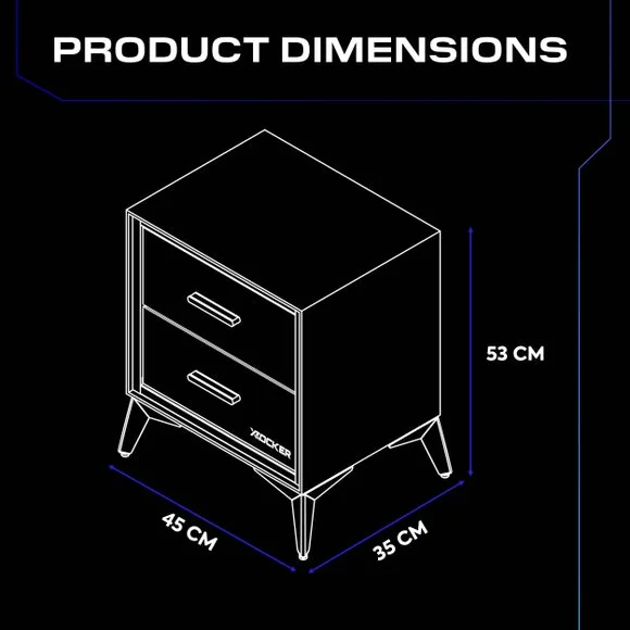 X Rocker Arcane 2 Drawer Bedside Table – image 7