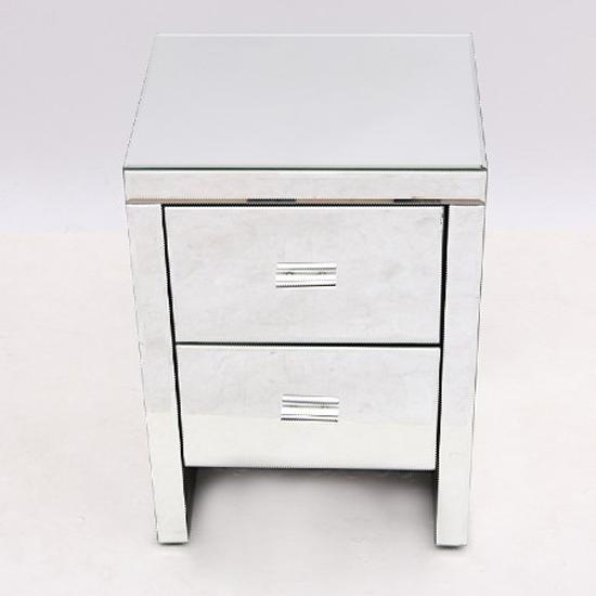 Venetian Mirrored 2 Drawer Bedside Table White – image 4