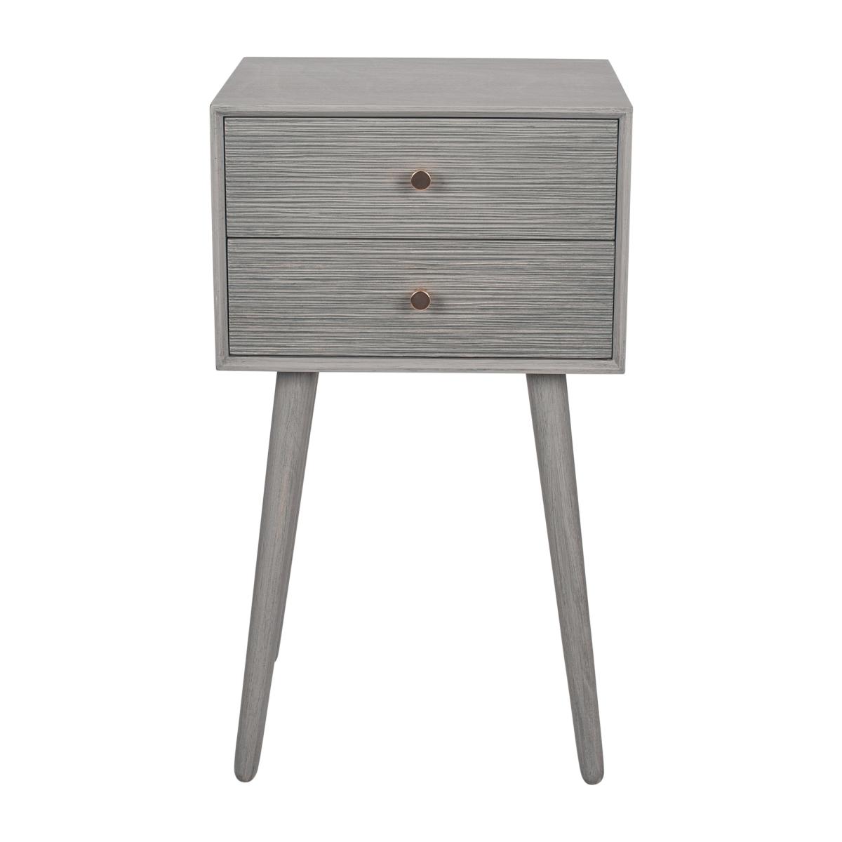 Pacific Chaya 2 Drawer Bedside Table, Grey Pine Grey – image 2