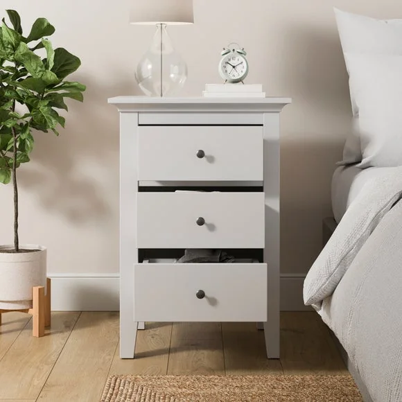 Lynton 3 Drawer Bedside Table, White – image 2